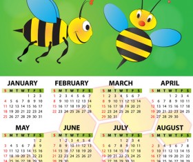 Calendar 2015 with bee vector