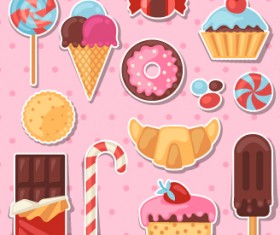 Candy and sweets vector background set 01