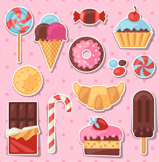 Candy and sweets vector background set 01