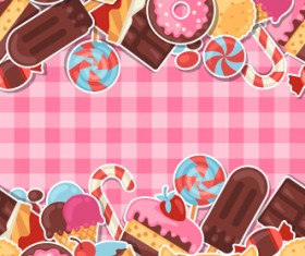 Candy and sweets vector background set 02