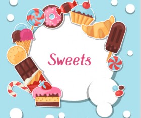 Candy and sweets vector background set 03