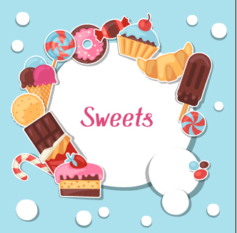Candy and sweets vector background set 03