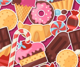 Candy and sweets vector background set 04