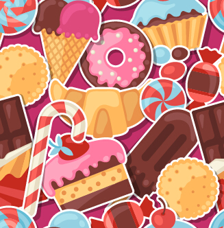 Candy and sweets vector background set 04