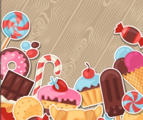 Candy and sweets vector background set 05