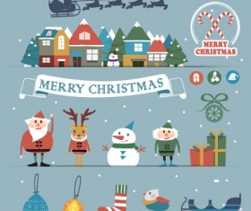 Cartoon style christmas with new year background 02