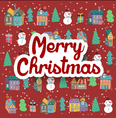 Cartoon style christmas with new year background 03
