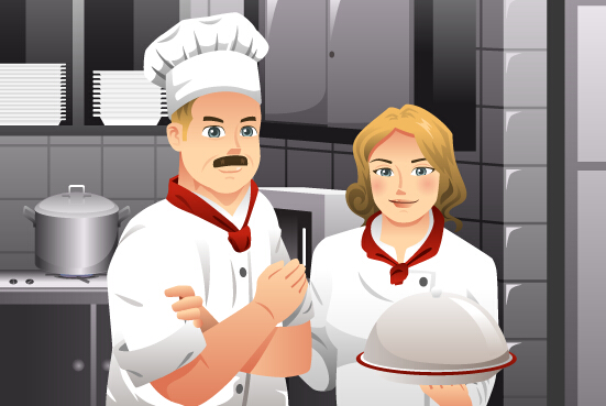 Chef and cooking vector material 01