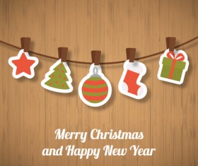 Christmas baubles sticker vector background