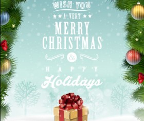 Christmas baubles with needles poster vector