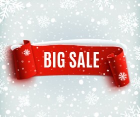 Christmas big sale red banner with snowflake pattern vector