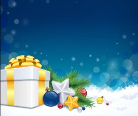 Christmas gift and baubles vector background