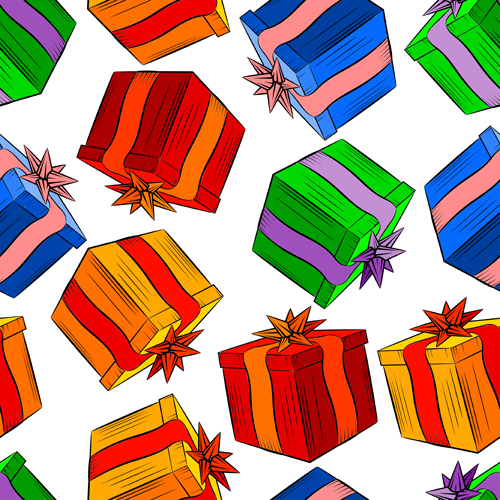 Christmas gift box vector seamless pattern vector 01