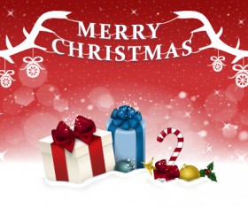 Christmas gift with red shiny background vector