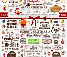 Christmas ornament elements and labels vector material 01