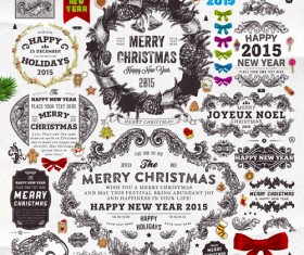 Christmas ornament elements and labels vector material 03
