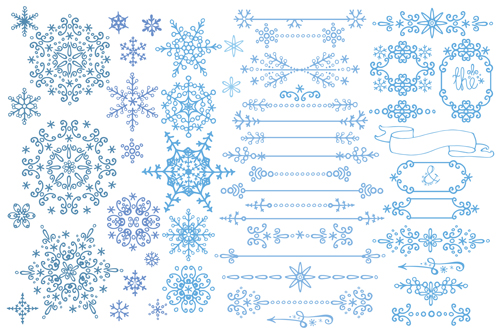 Christmas snowflake ornaments elements vector 01