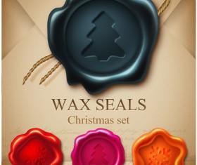 Christmas wax seals design vector