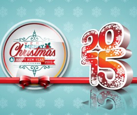 Christmas with new year 2015 creative vector 01