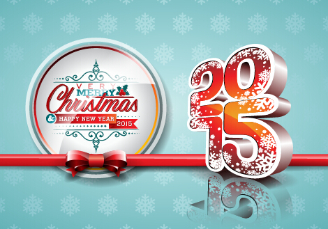 Christmas with new year 2015 creative vector 01