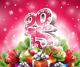 Christmas with new year 2015 creative vector 02