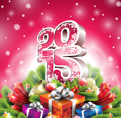 Christmas with new year 2015 creative vector 02