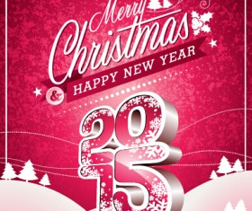 Christmas with new year 2015 creative vector 03