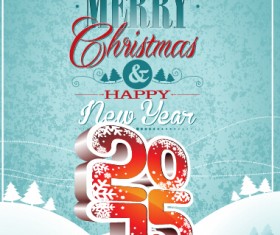 Christmas with new year 2015 creative vector 04