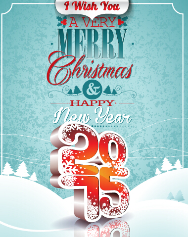 Christmas with new year 2015 creative vector 04