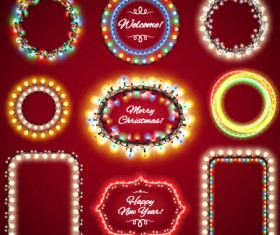 Christmas with new year light framework vector 01