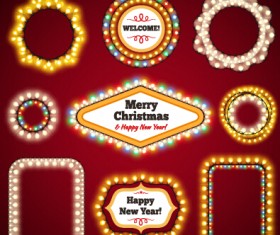 Christmas with new year light framework vector 02