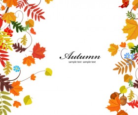 Colored autumn leaves with fructification backgrounds vector 02