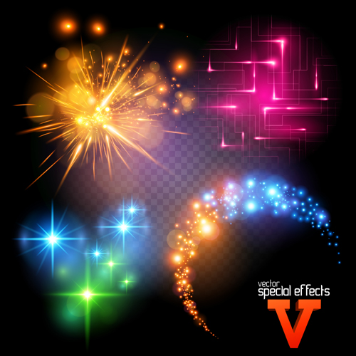 Colored light special effects vector 02