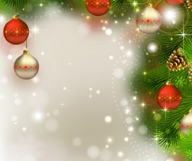 Colored xmas baubles with needles vector card 02