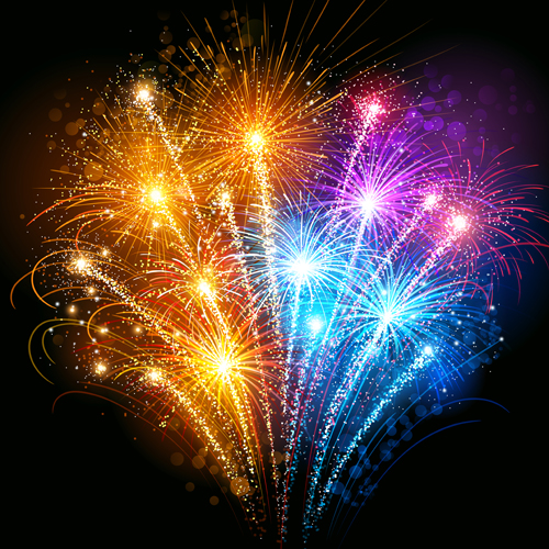 Colorful fireworks holiday celebratory vector 02