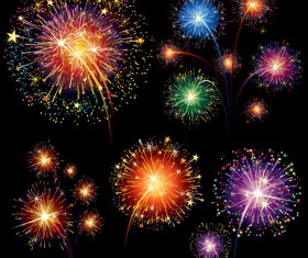 Colorful fireworks holiday celebratory vector 03
