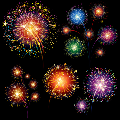 Colorful fireworks holiday celebratory vector 03