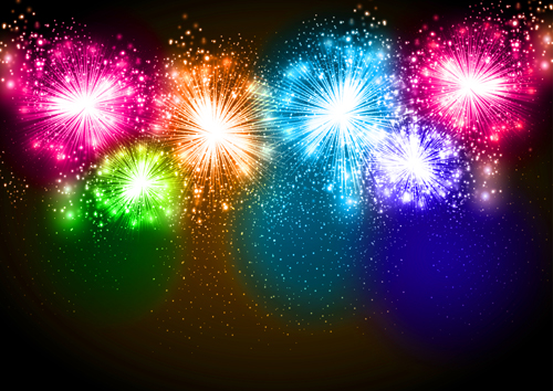 Colorful fireworks holiday celebratory vector 04