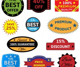 Creative colored seals stickers vector set 01