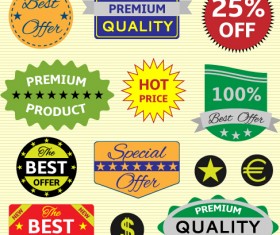 Creative colored seals stickers vector set 02