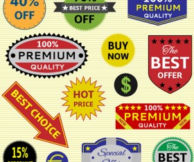 Creative colored seals stickers vector set 03