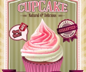 Cupcake retro poster vector 01