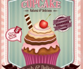 Cupcake retro poster vector 03
