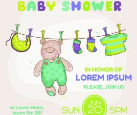 Cute baby shower cards vector 01