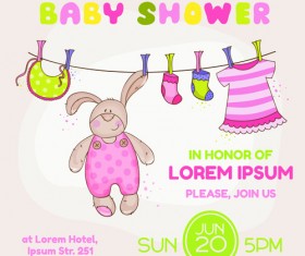 Cute baby shower cards vector 02