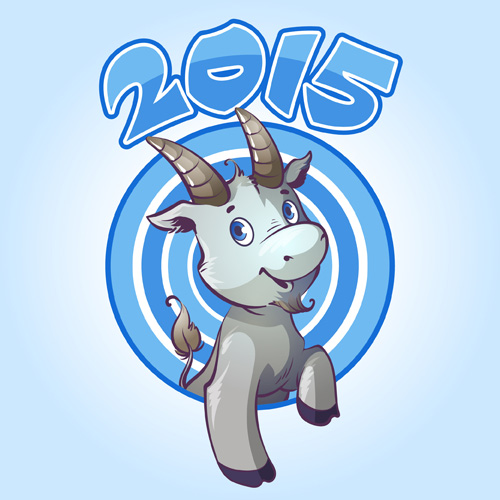 Cute goat 2015 art background 03