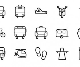 Cute transportation outline icons