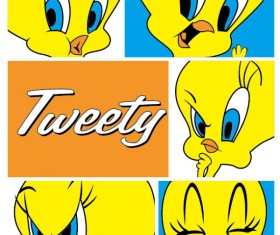 Cute tweety cartoon vector material