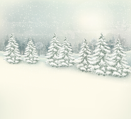 Deep forest with snow vector background