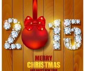 Diamond 2015 christmas and wood background vector